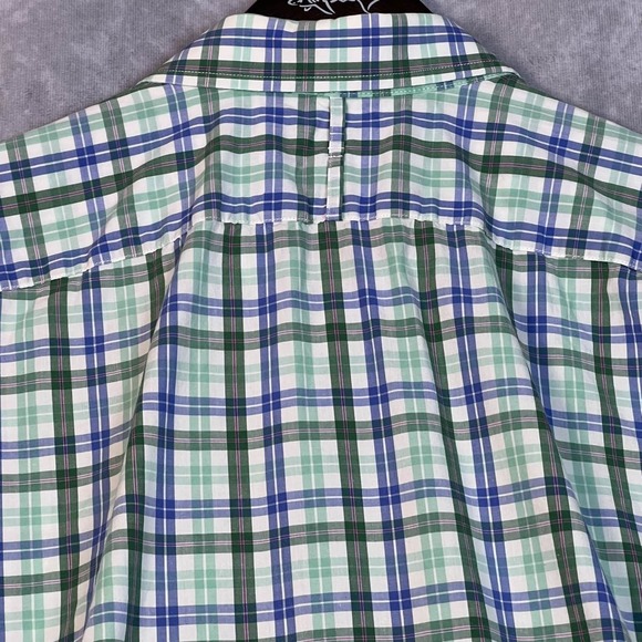 Banana Republic Men's XL Green Blue Plaid Soft Wash Shirt Short Sleeve Cotton - Picture 9 of 10